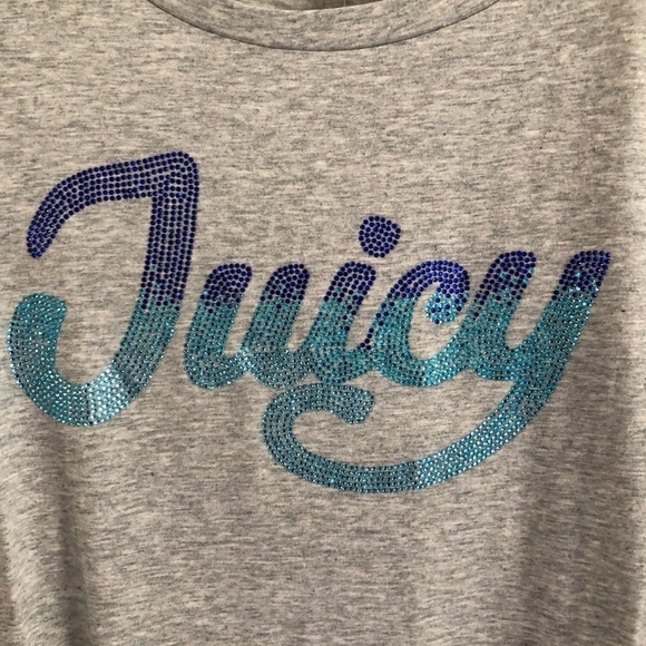 Juicy Couture Long Sleeve Bling Juicy Spellout Powder Gray NWT Medium T-Shirt - Picture 4 of 7